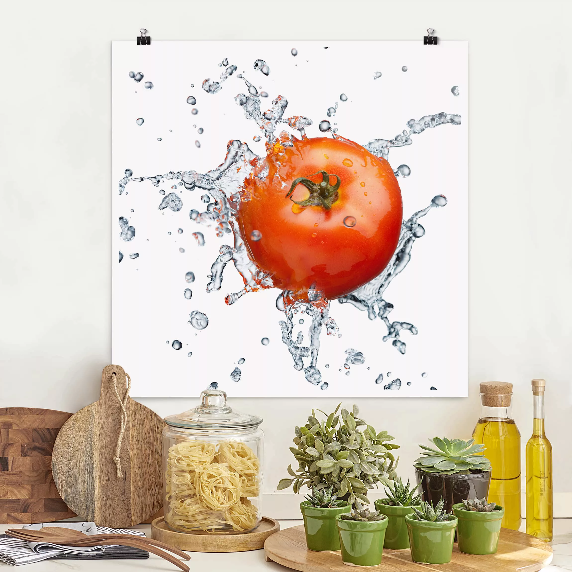 Poster Küche - Quadrat Frische Tomate günstig online kaufen