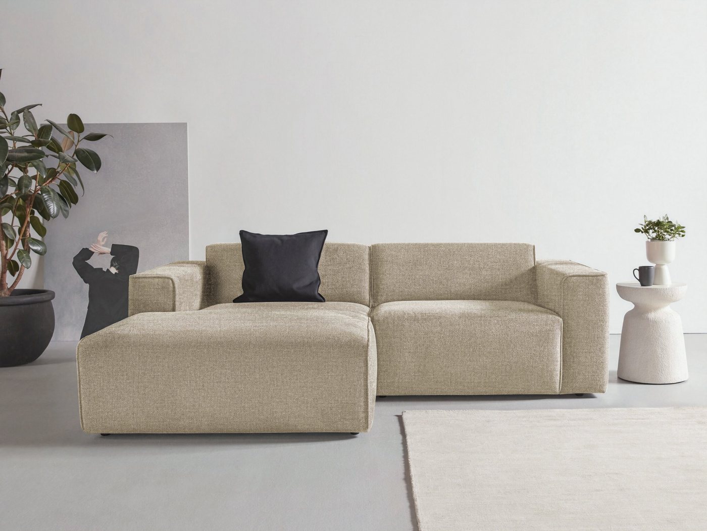 andas Ecksofa Noord, mit Kedernaht, Breite 234 cm, Cord, Struktur, Webstoff günstig online kaufen