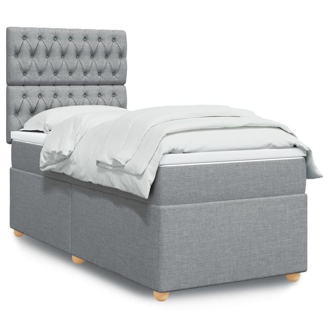 vidaXL Boxspringbett, Boxspringbett mit Matratze Hellgrau 90x190 cm Stoff günstig online kaufen