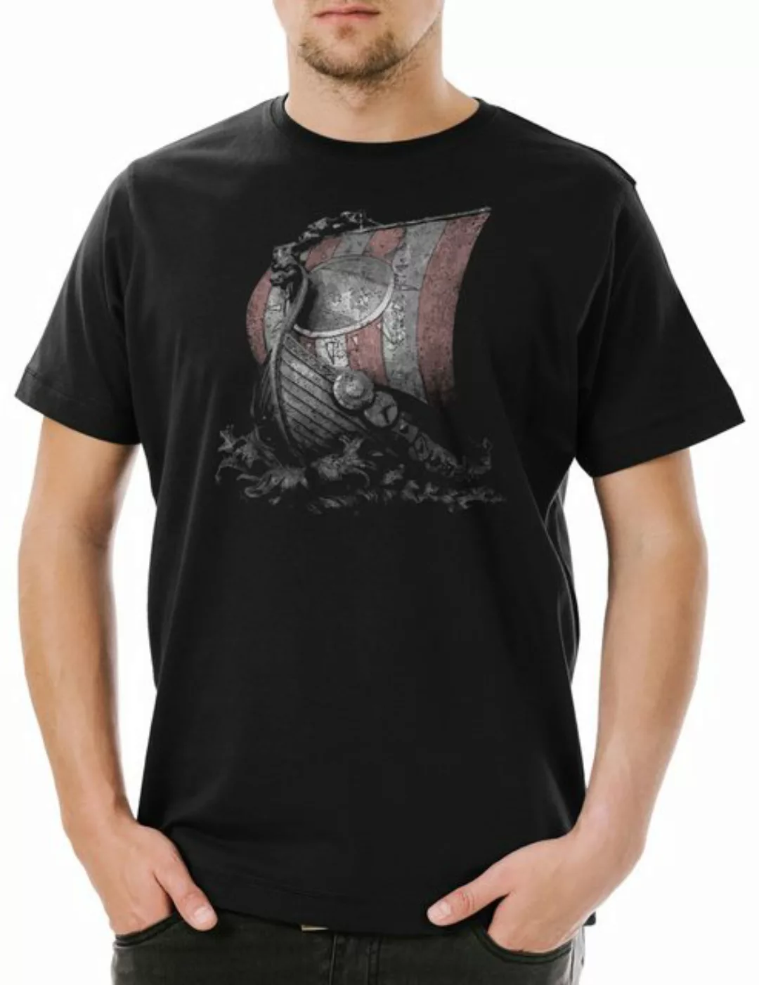 Urban Backwoods Print-Shirt Viking Ship I Herren T-Shirt Vikings Schiff Wik günstig online kaufen