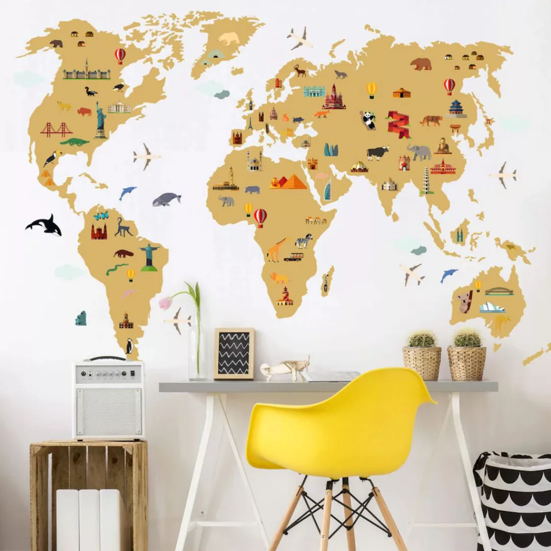 Wall-Art Wandtattoo »Stadt Weltkarte travel the world«, (1 St.), selbstkleb günstig online kaufen