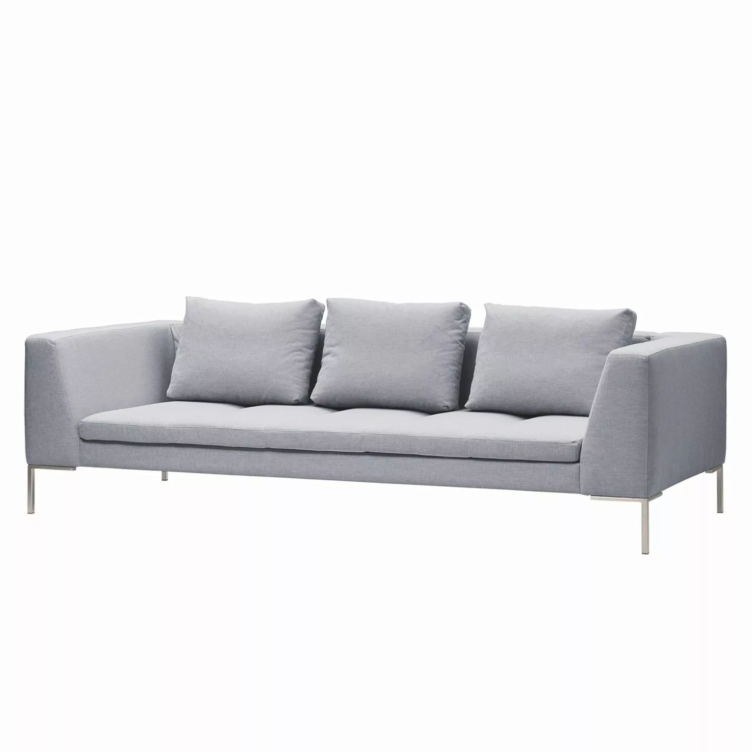 home24 Studio Copenhagen Sofa Madison 3-Sitzer Hellgrau Webstoff 238x66x105 günstig online kaufen