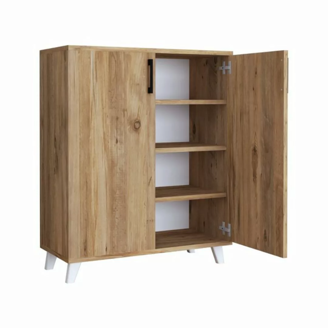 en.casa Mehrzweckschrank »Strömsund« 88 x 72 x 32,5 cm Eiche-Optik günstig online kaufen