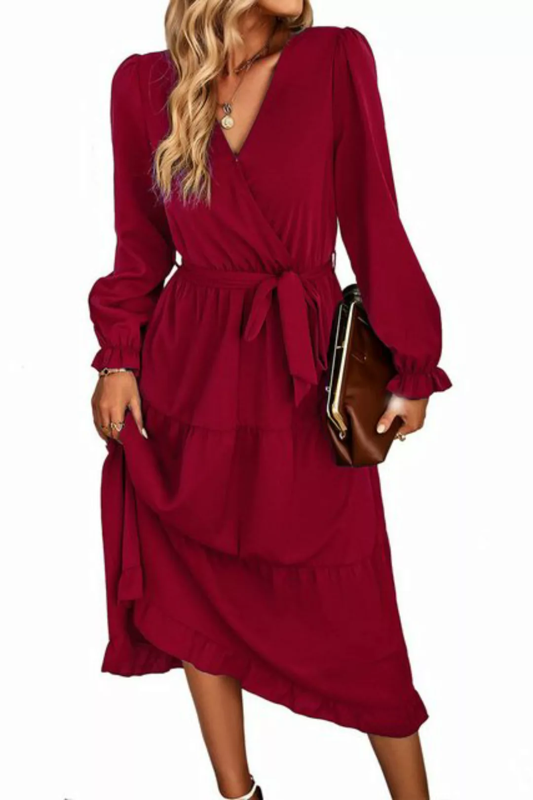 Orient Phoenix Midikleid Damen Boho-Kleid, langärmelig,Wickelkleid,Miniklei günstig online kaufen