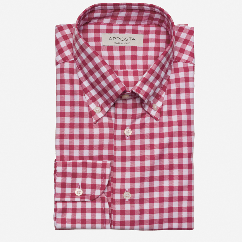 Hemd  karos gingham  rot baumwolle pinpoint oxford, kragenform  button-down günstig online kaufen