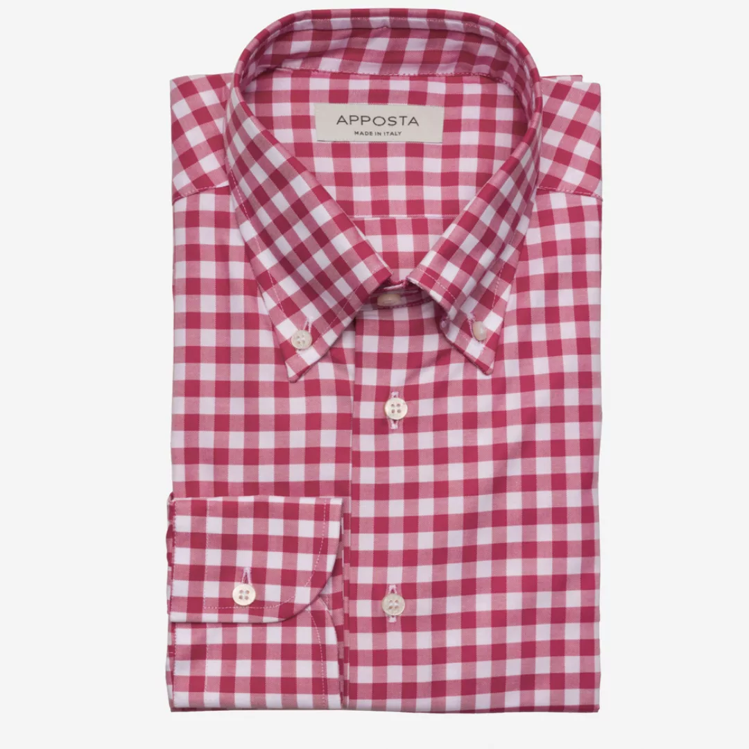 Hemd  karos gingham  rot baumwolle pinpoint oxford, kragenform  button-down günstig online kaufen