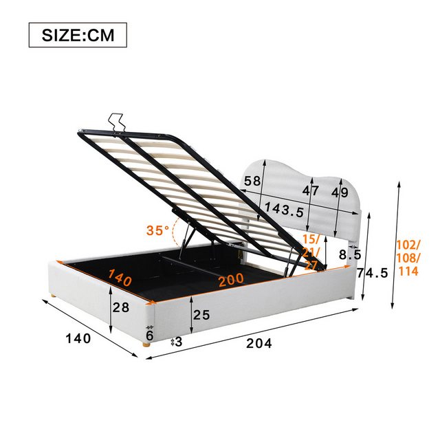 TavilaEcon Polsterbett hydraulisch Doppelbett, modernes Bettgestell mit Sta günstig online kaufen