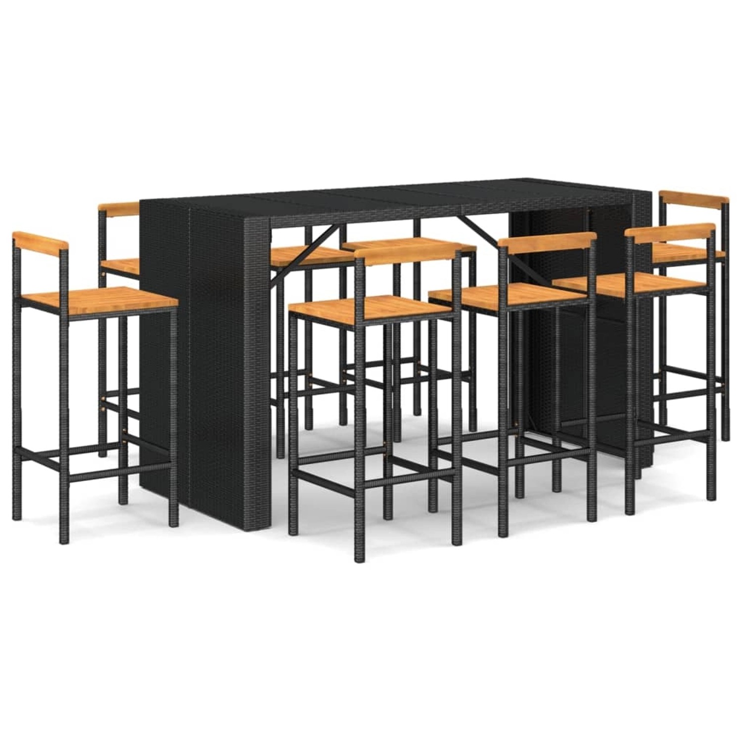 Vidaxl 9-tlg. Gartenbar-set Schwarz Poly Rattan & Massivholz Akazie günstig online kaufen