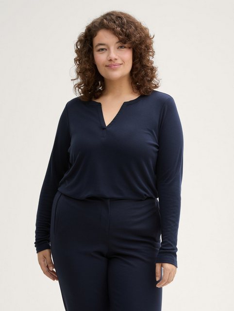 TOM TAILOR PLUS Langarmshirt Plus Size - Langarmshirt mit Lyocell günstig online kaufen