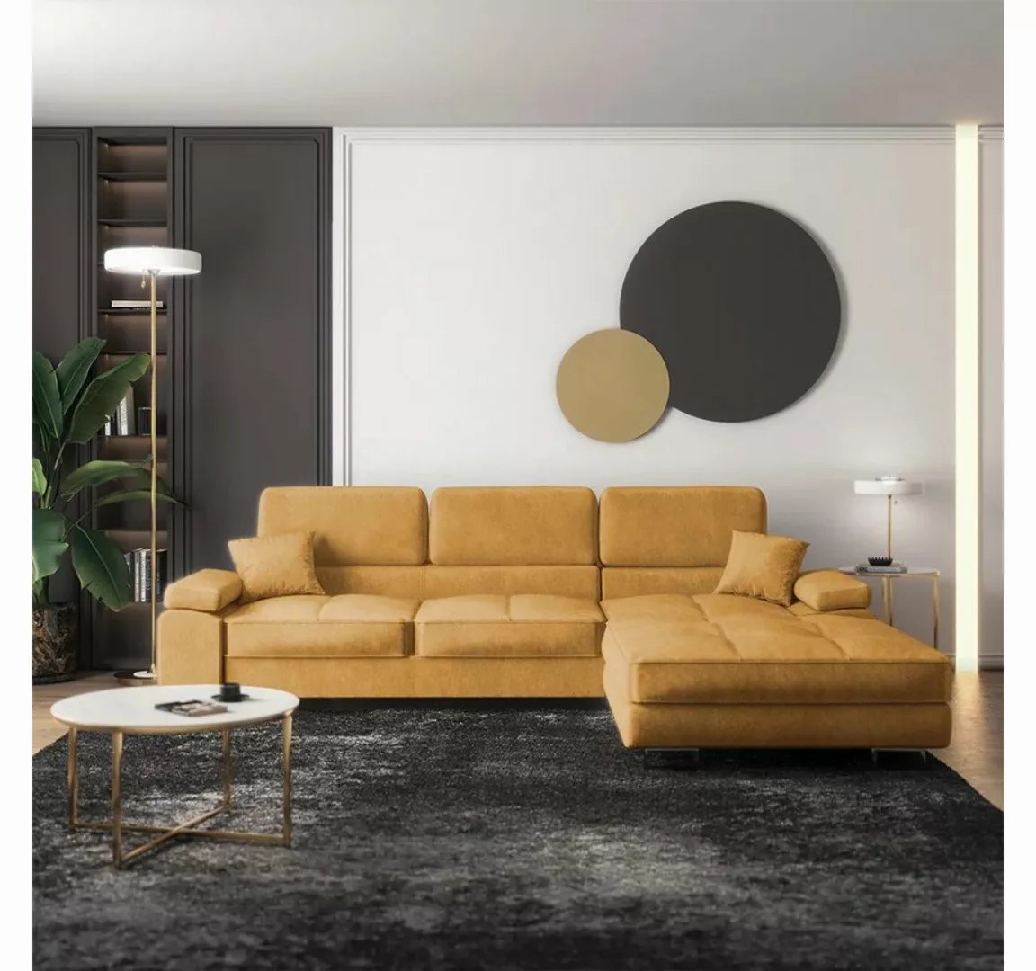 DB-Möbel Ecksofa Eckbettsofa "ANTAG" Sofa mit Samtbezug, wasserabweisend. günstig online kaufen