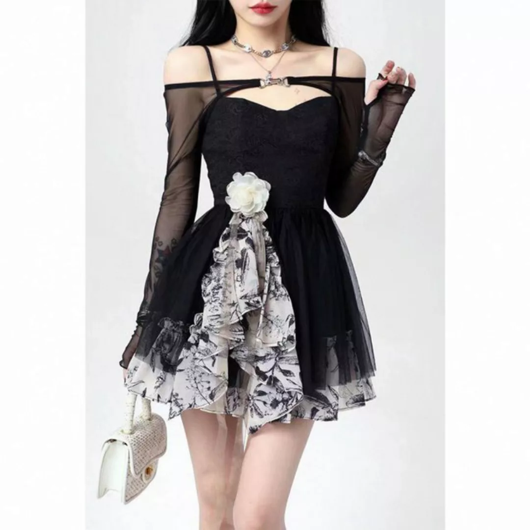 KIKI Abendkleid Damen Sommerkleid mit Blumenmuster, kurzer Tutu-Rock günstig online kaufen