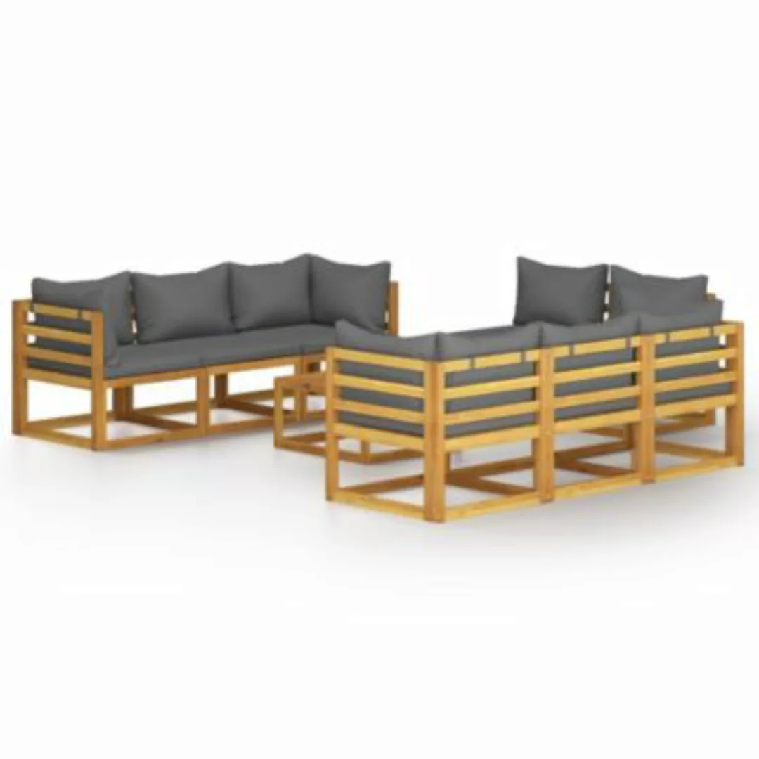 9-tlg. Garten-lounge-set Mit Auflagen Massivholz Akazie günstig online kaufen