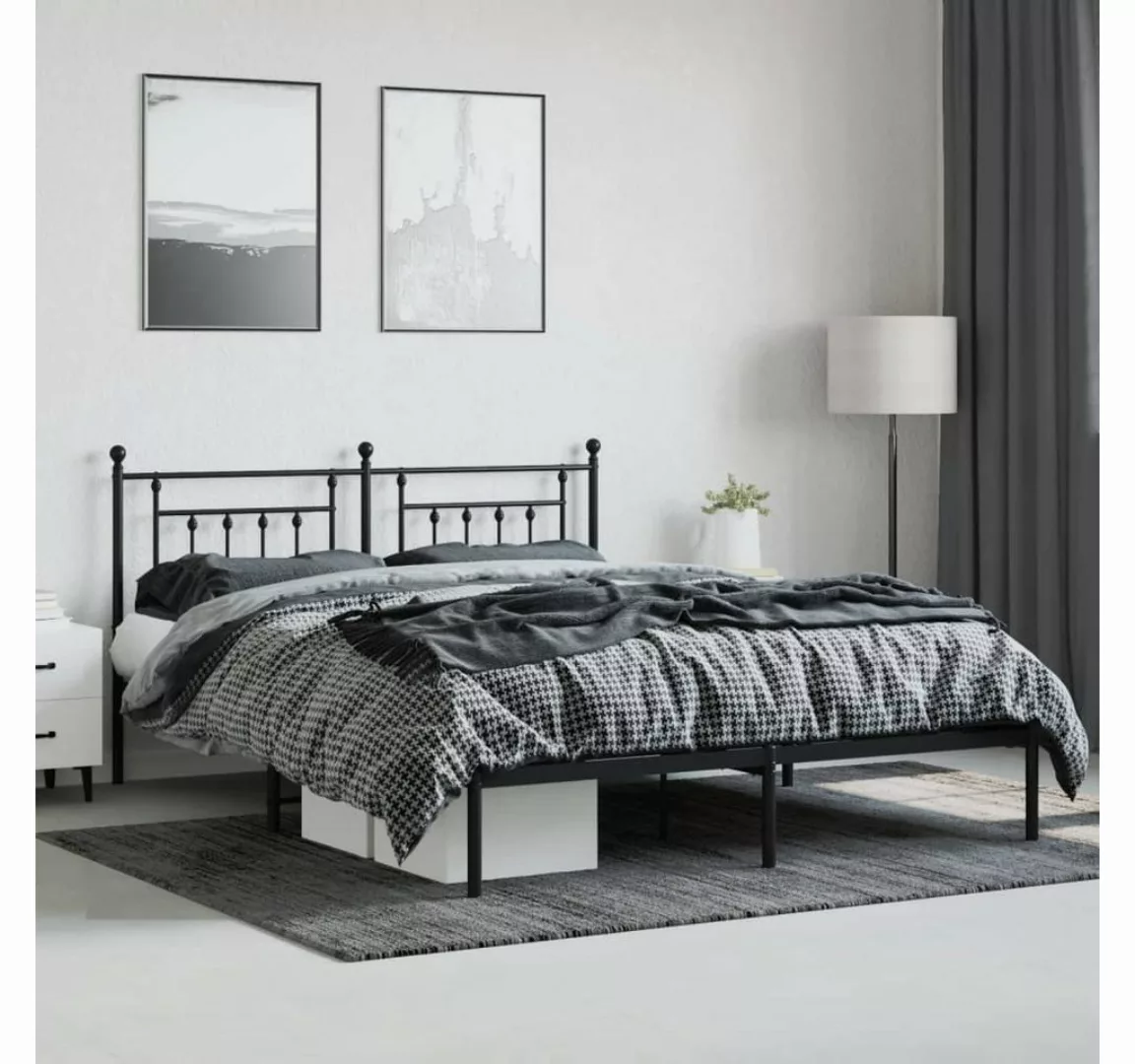 furnicato Bettgestell mit Kopfteil Metall Schwarz 183x213 cm (1-tlg) günstig online kaufen