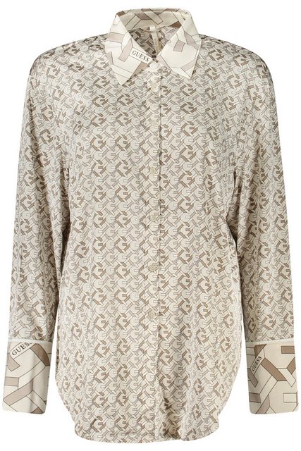 GUESS JEANS Blusenshirt Beige Damen Langarmbluse mit Muster und günstig online kaufen