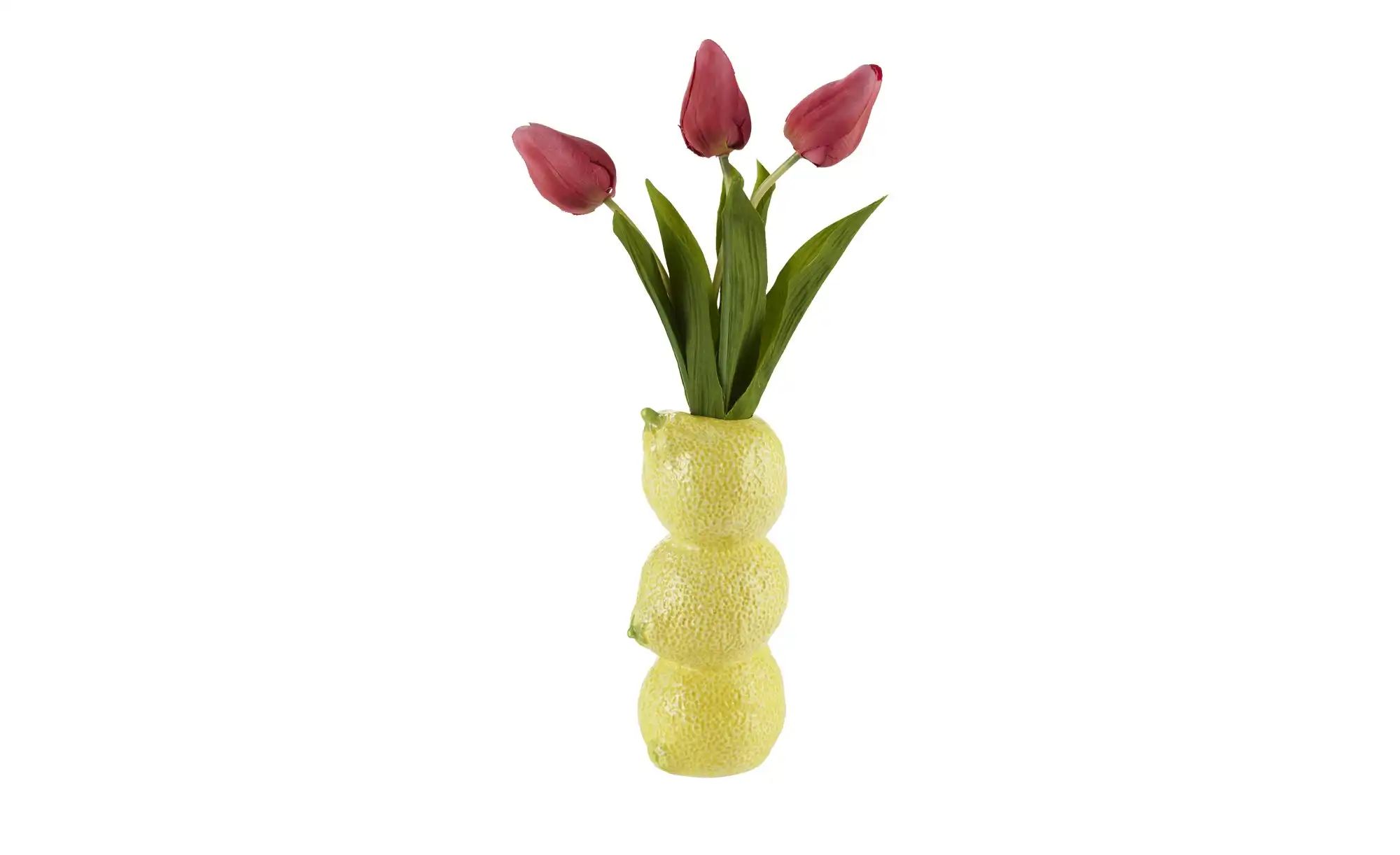 HOME STORY Vase Zitrone ¦ gelb ¦ Dolomite ¦ Maße (cm): H: 21  Ø: 10.5 Acces günstig online kaufen