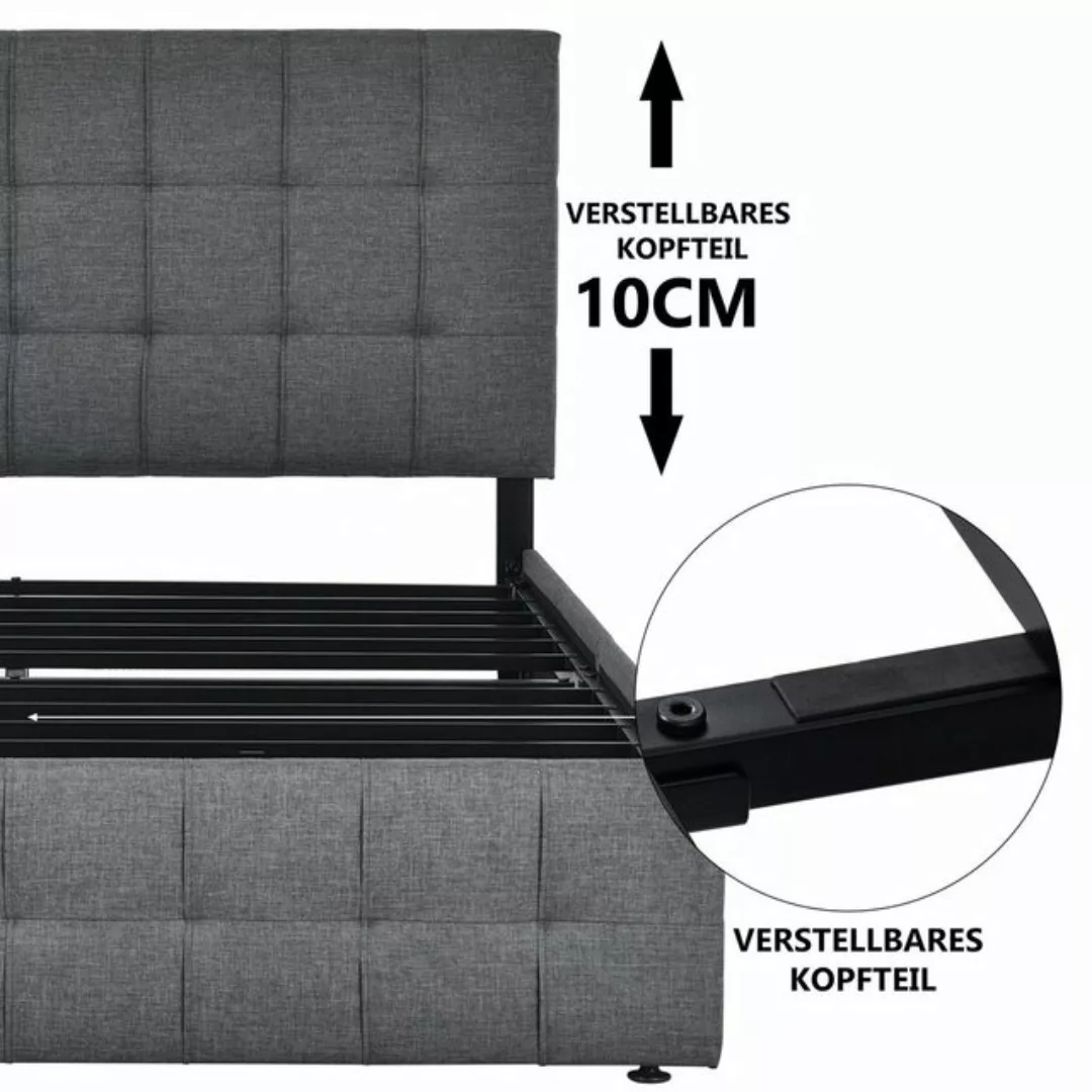 Fangqi Polsterbett Doppelbett 140*200cm mit 4 Schubladen, höhenverstellbare günstig online kaufen