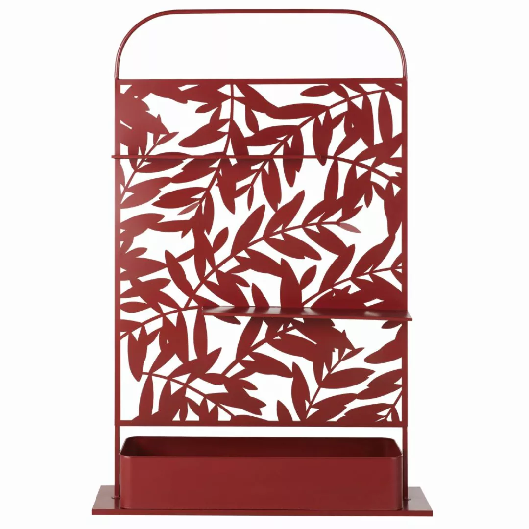 Paravento con fioriera in metallo rosso günstig online kaufen