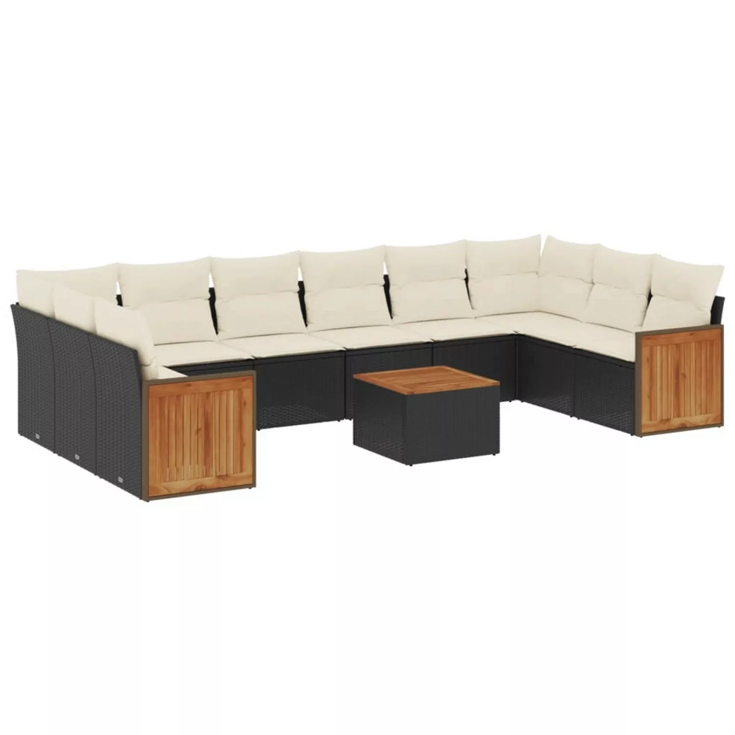 vidaXL 11-tlg Garten-Sofagarnitur mit Kissen Schwarz Poly Rattan Modell 112 günstig online kaufen