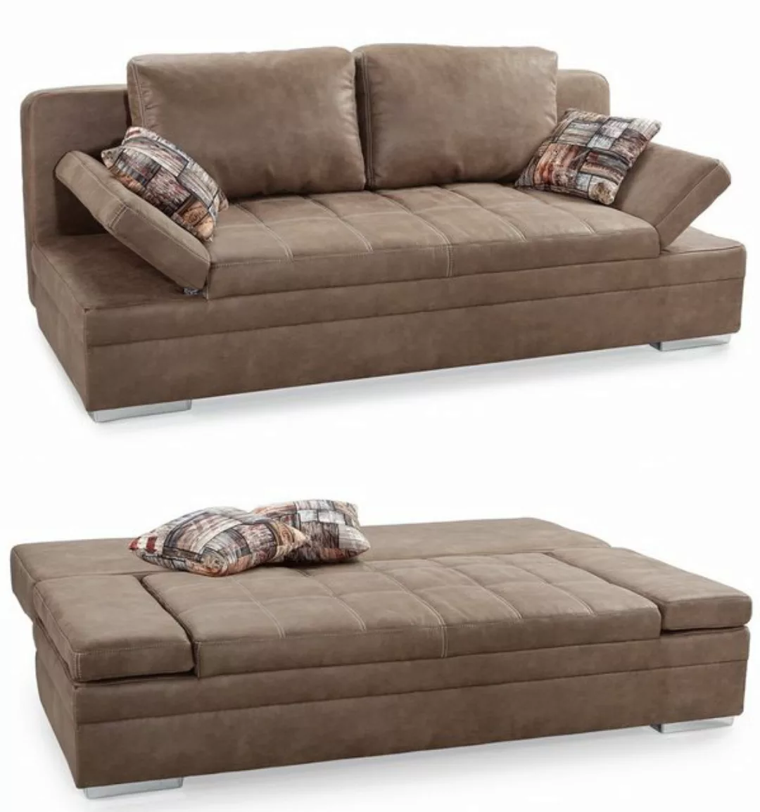 luma-home Schlafsofa 15116, mit Bettkasten 202 cm breit, Armlehnen verstell günstig online kaufen