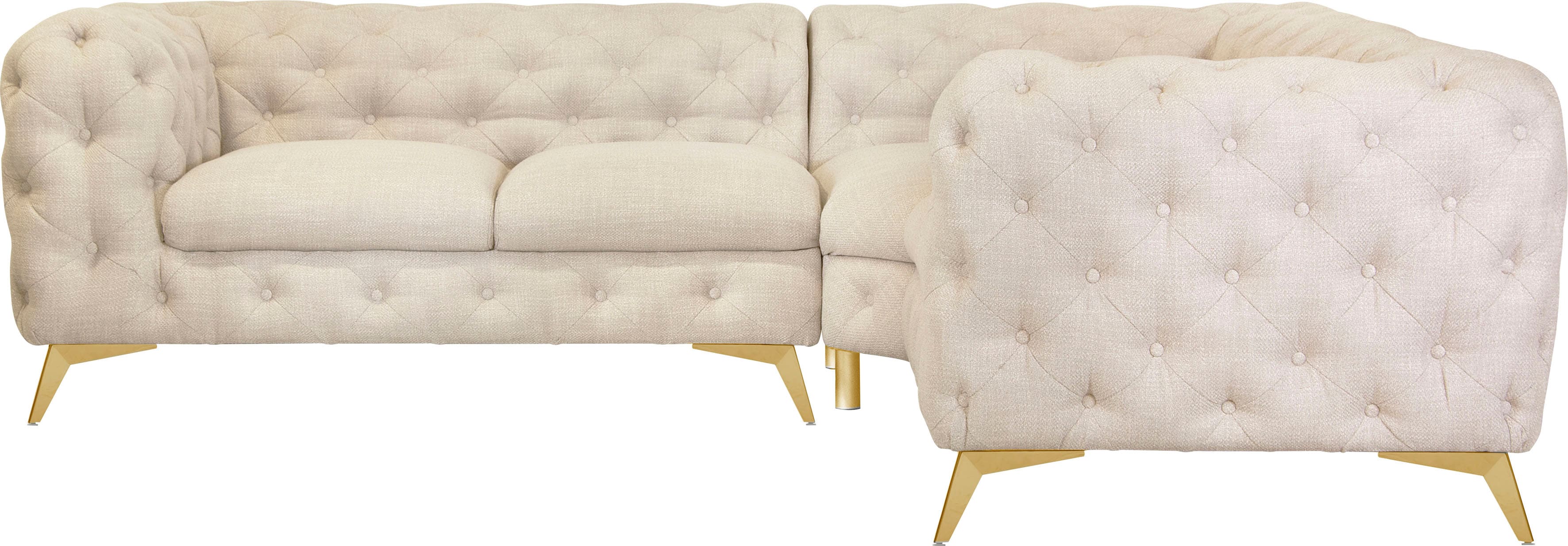Leonique Chesterfield-Sofa "Ecksofa GLYNIS L-Form mit Wellenunterfederung, günstig online kaufen