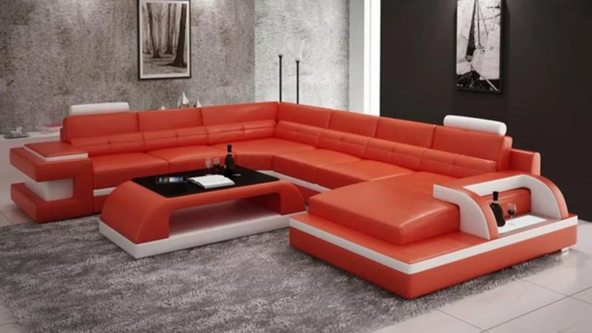 JVmoebel Ecksofa, Ecksofa Couch Sofa LED Wohnlandschaft Polster Garnitur günstig online kaufen