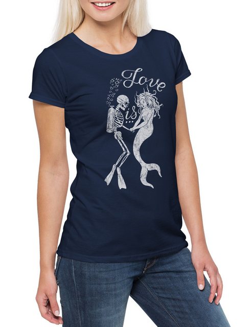 Urban Backwoods Print-Shirt Mermaid Diver Love Damen T-Shirt Surfer Surfen günstig online kaufen