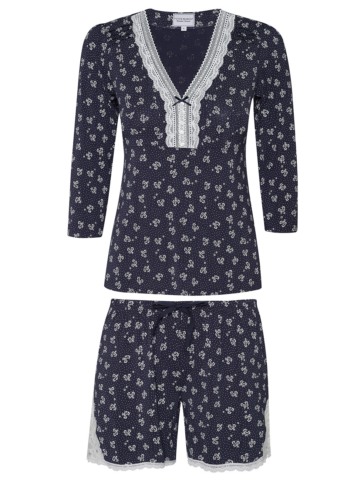 Vive Maria Blooming Love Damen Pyjama blau allover günstig online kaufen
