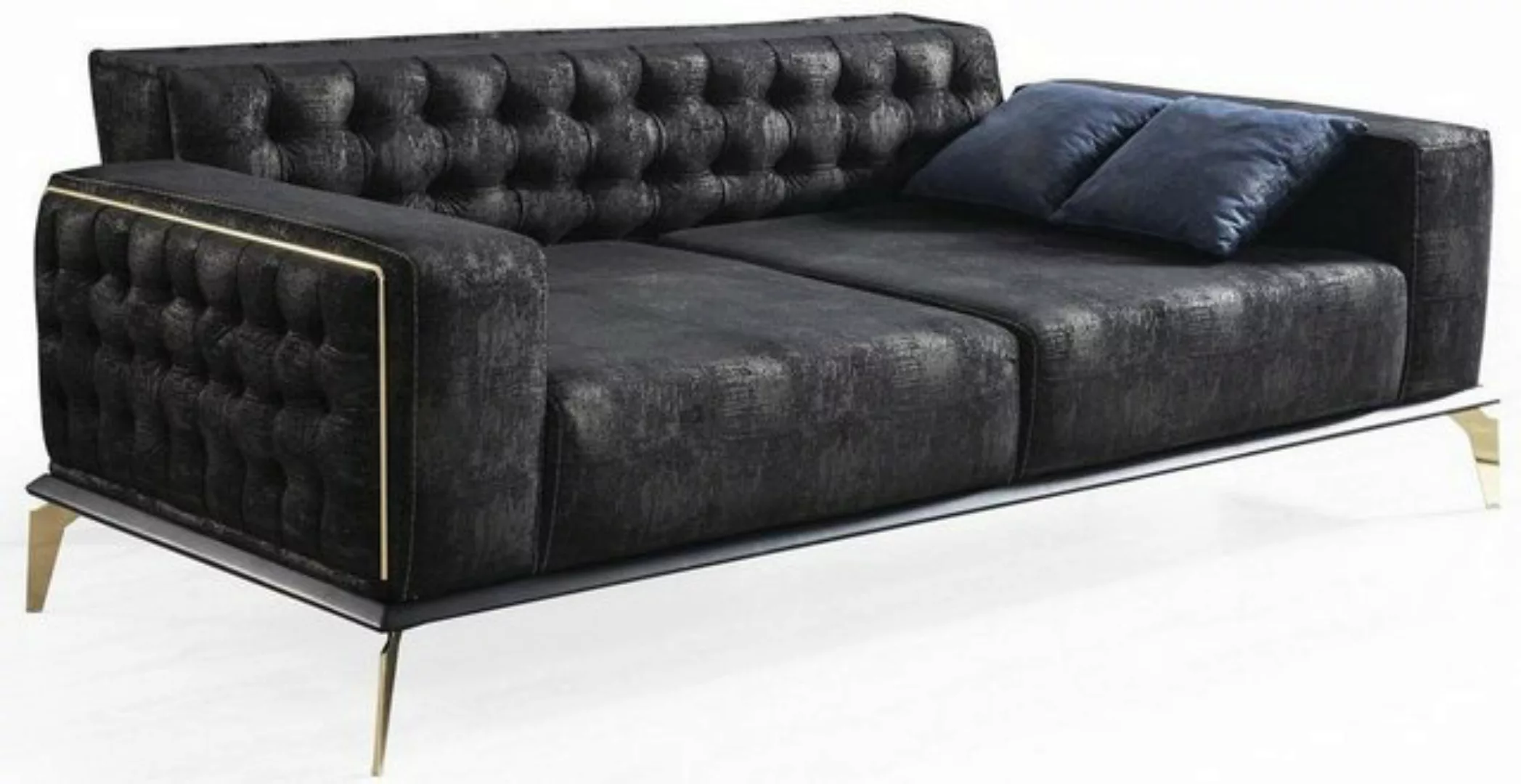 Casa Padrino Chesterfield-Sofa Luxus Art Deco Chesterfield Sofa Schwarz / G günstig online kaufen