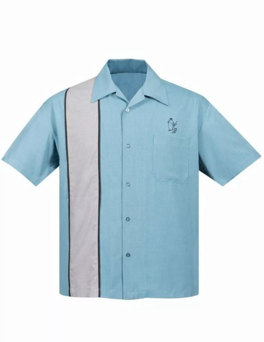 Steady Clothing Kurzarmhemd Palm Springs Sea Foam Retro Vintage Bowling Shi günstig online kaufen