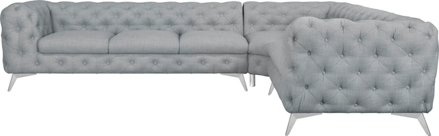 Leonique Chesterfield-Sofa »Ecksofa GLYNIS L-Form mit Wellenunterfederung, günstig online kaufen