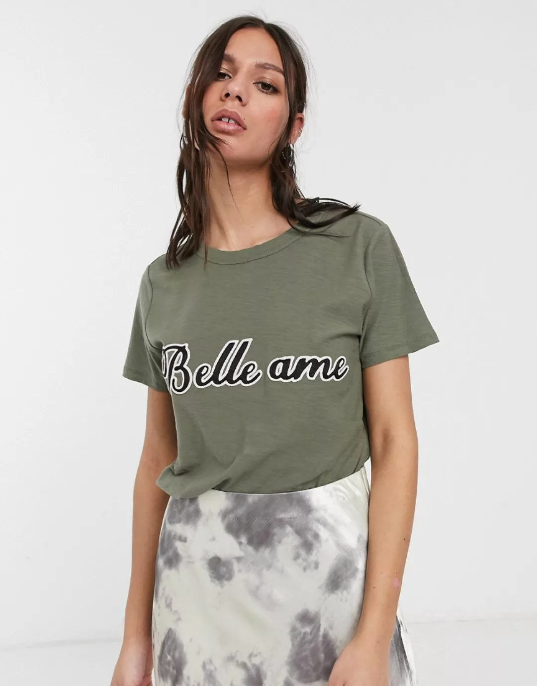 Levete Room – Belle – T-Shirt in Khaki-Grün günstig online kaufen