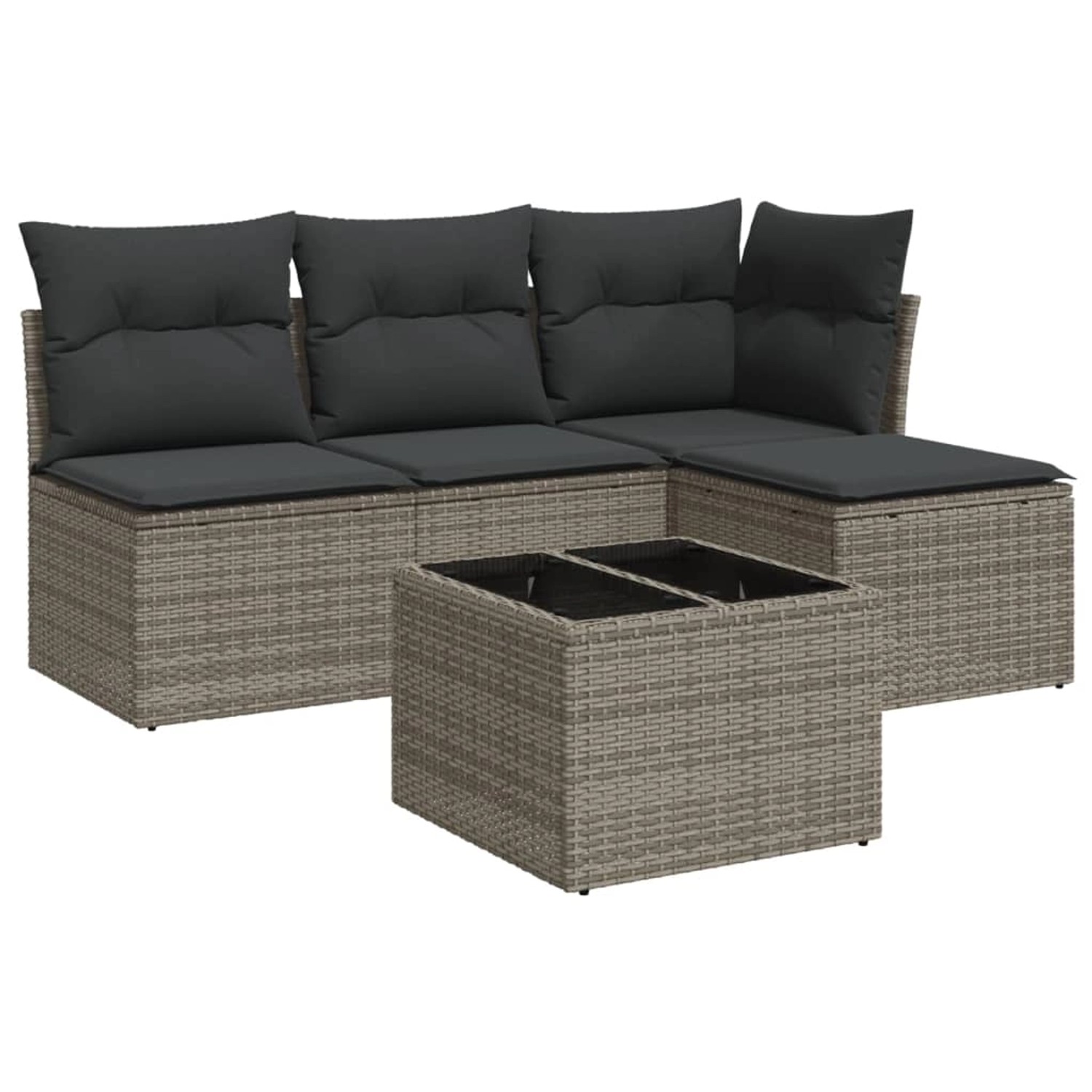 vidaXL 5-tlg Garten-Sofagarnitur mit Kissen Grau Poly Rattan Modell 20 günstig online kaufen