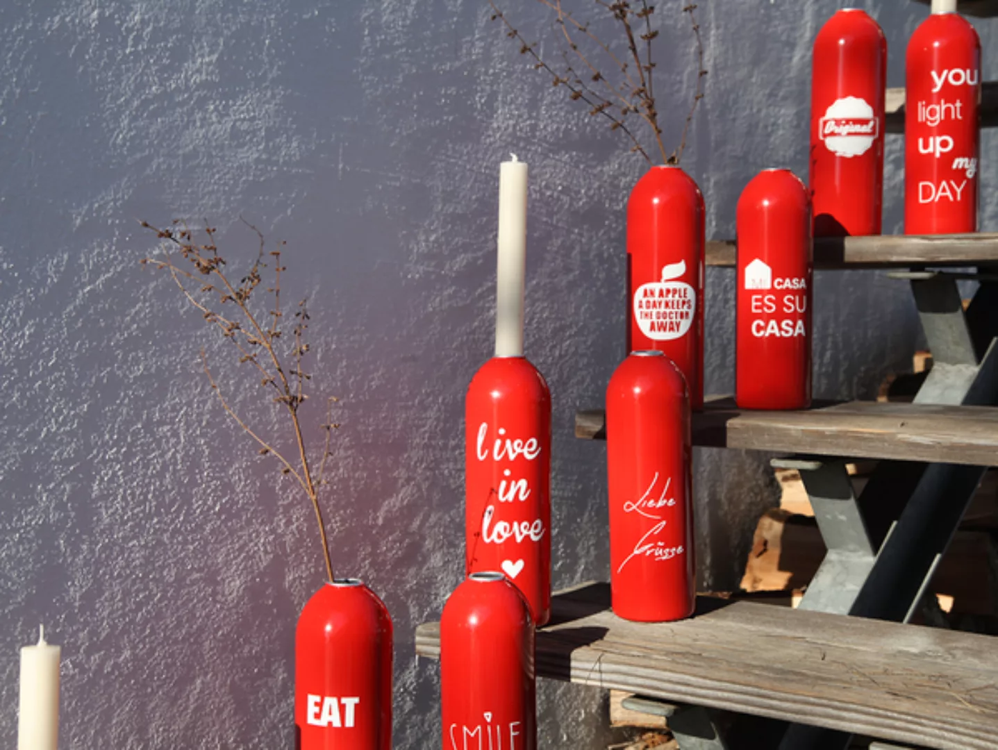 Nachhaltiger Kerzenhalter/vase Fire - Rot - Aus Recycelten Feuerlöschern günstig online kaufen