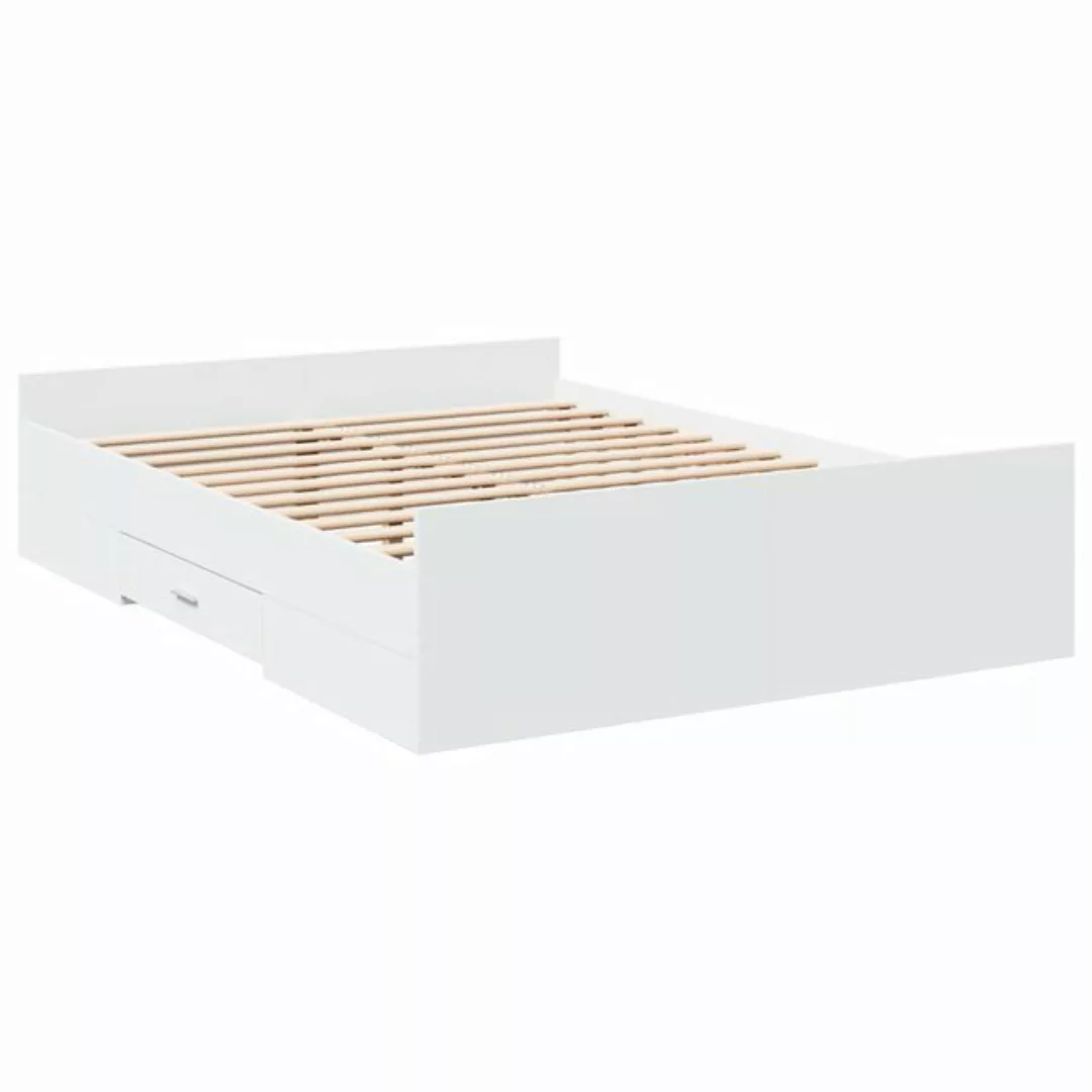 vidaXL Bett Bettgestell mit Schubladen Weiß 120x200 cm Holzwerkstoff günstig online kaufen