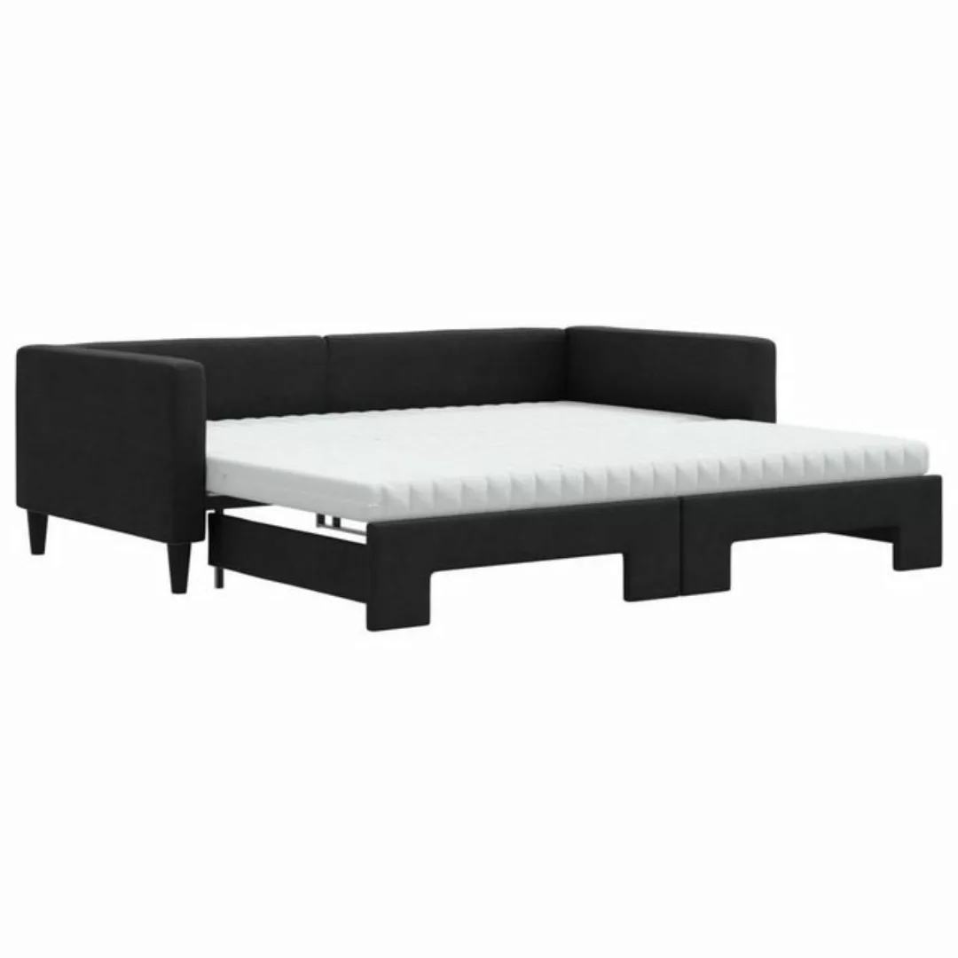 vidaXL Gästebett Gästebett Tagesbett Ausziehbar mit Matratzen Schwarz 100x2 günstig online kaufen