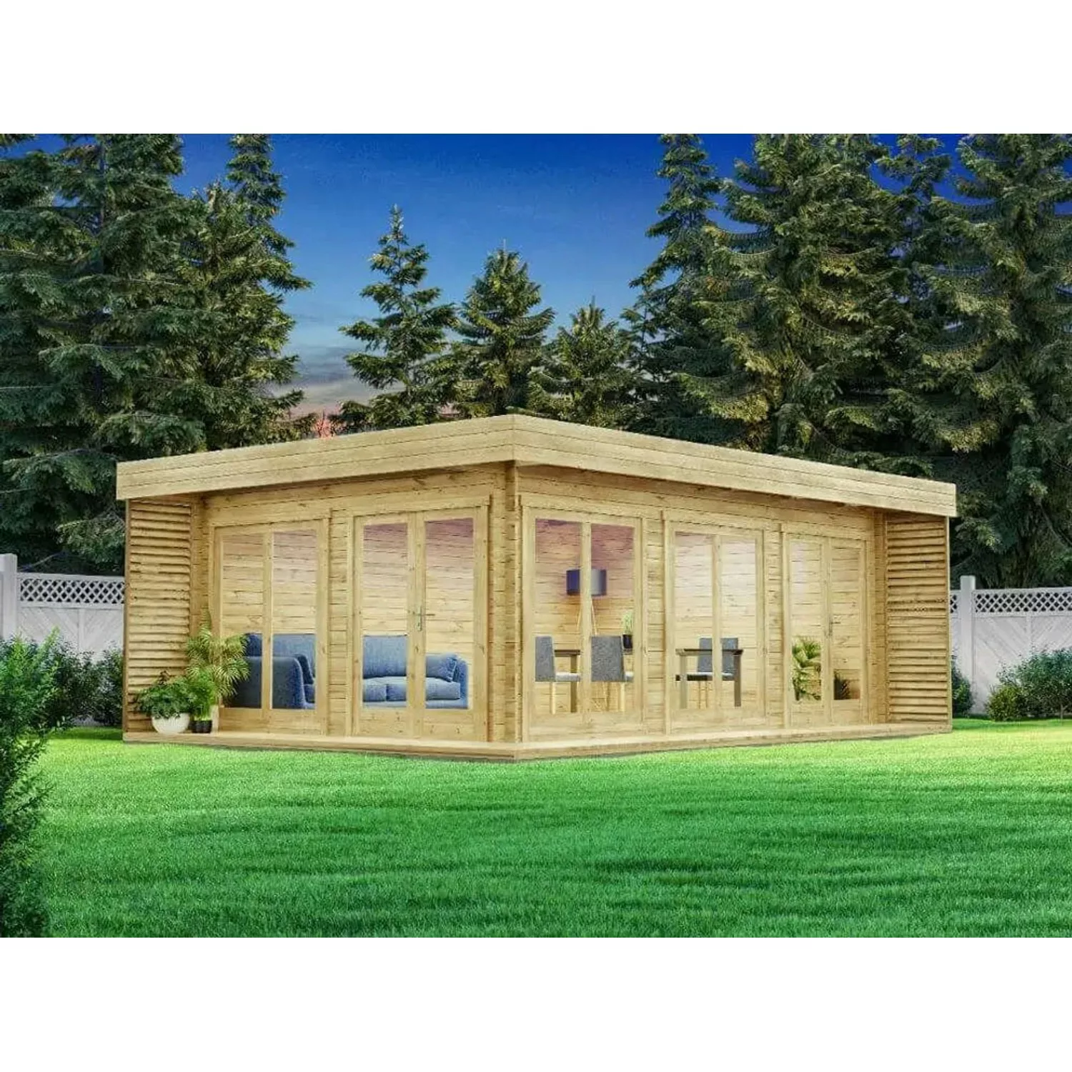 Alpholz Holz-Gartenhaus Viva B Flachdach Unbehandelt 549 cm x 668 cm günstig online kaufen
