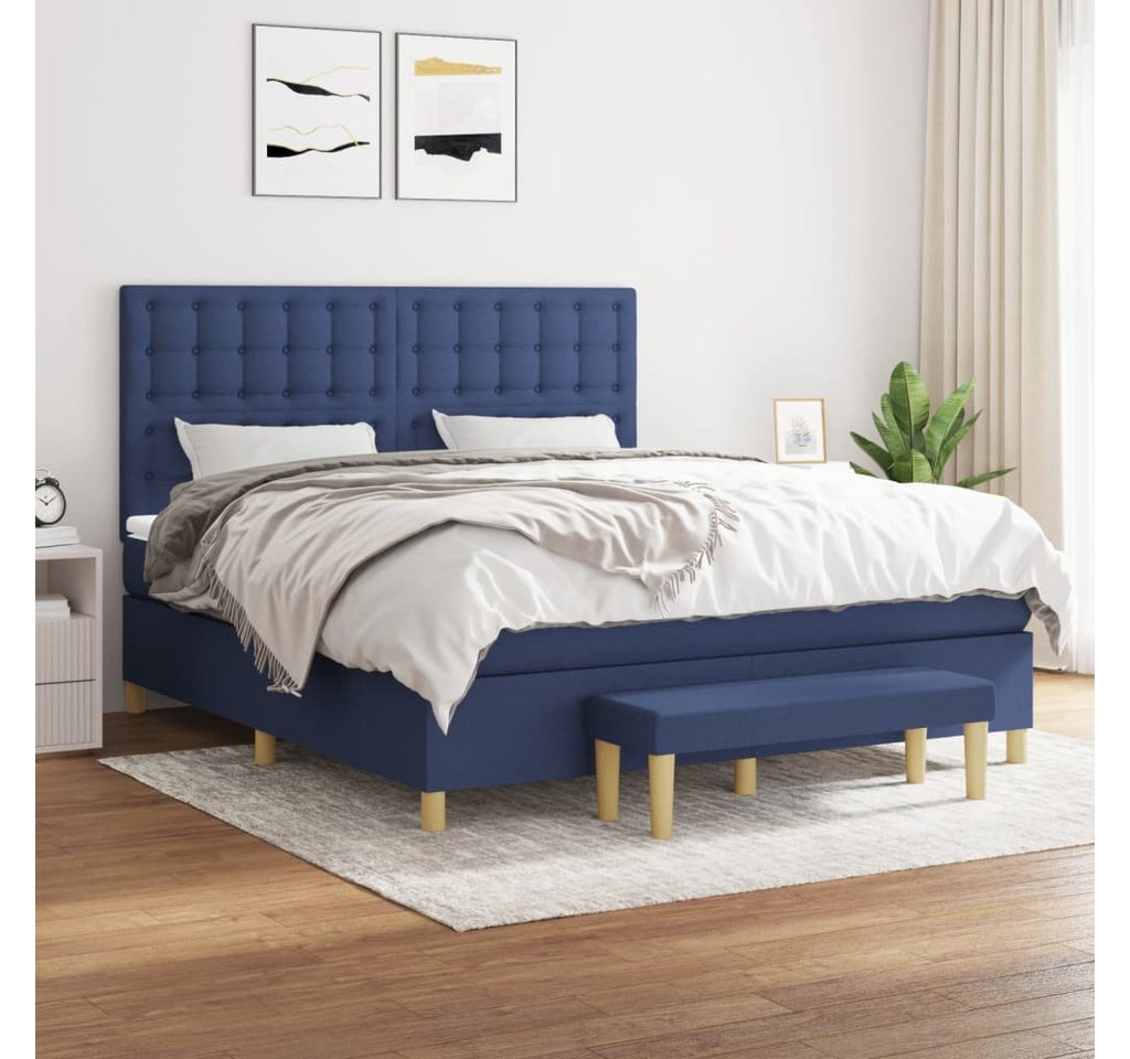 vidaXL Boxspringbett Boxspringbett mit Matratze Blau 160x200 cm Stoff Bett günstig online kaufen