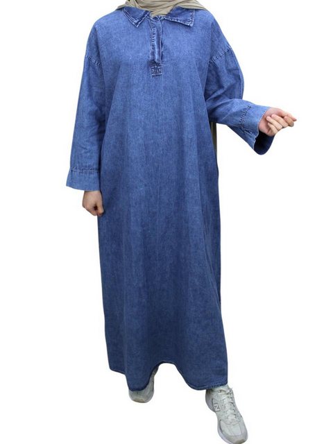 Aymasal Jeanskleid Denim Kleid LARA Maxikleid Ballonkleid Abaya Kaftan Hemd günstig online kaufen