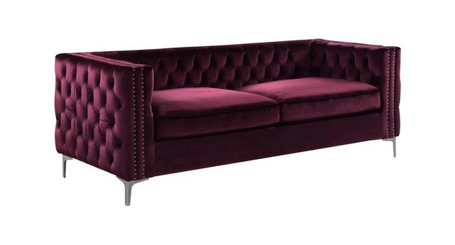 Xlmoebel Chesterfield-Sofa Bordaux Chesterfield Sofa Luxus Samt Möbel Set, günstig online kaufen