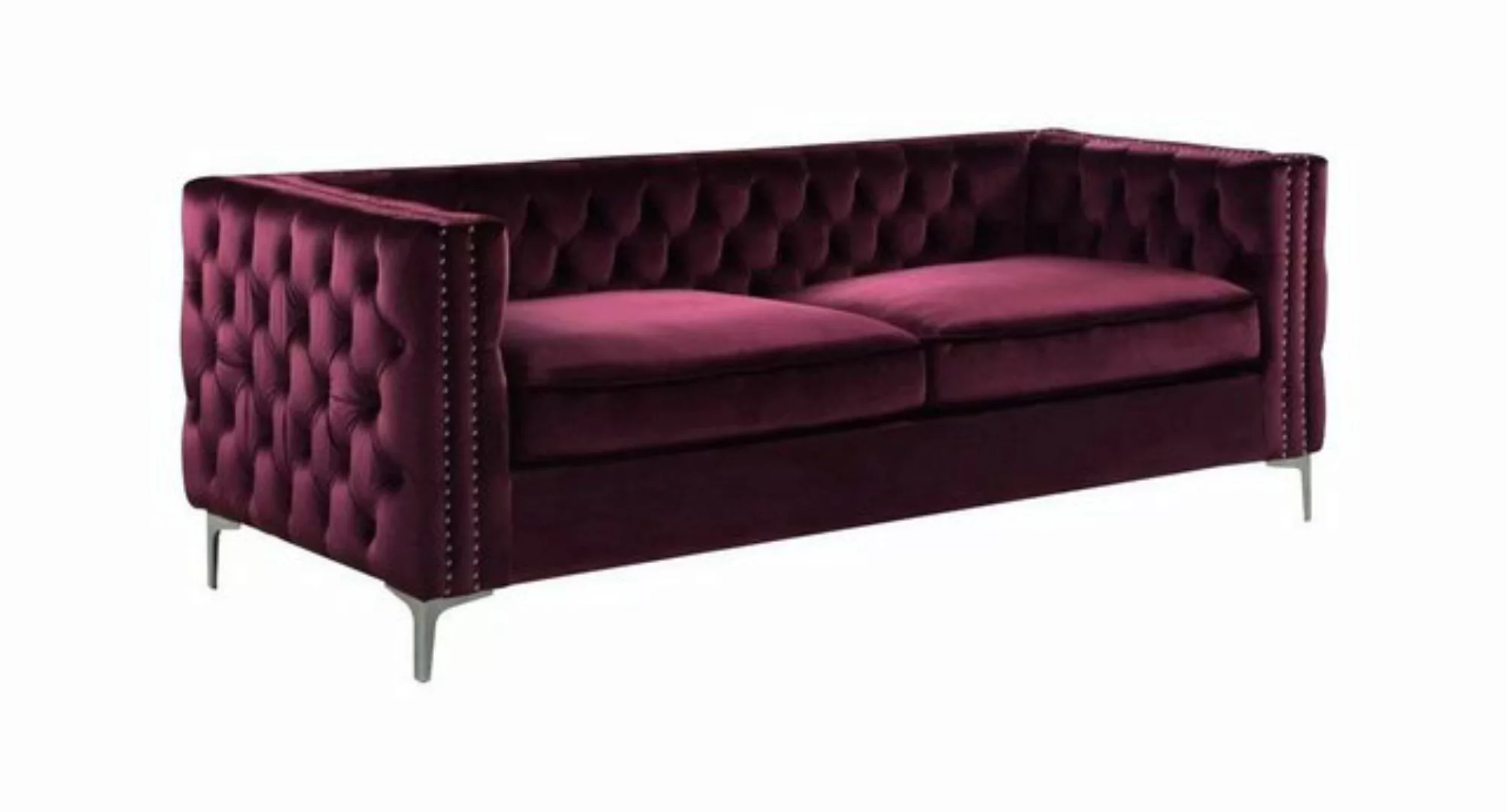 Xlmoebel Chesterfield-Sofa Bordaux Chesterfield Sofa Luxus Samt Möbel Set, günstig online kaufen