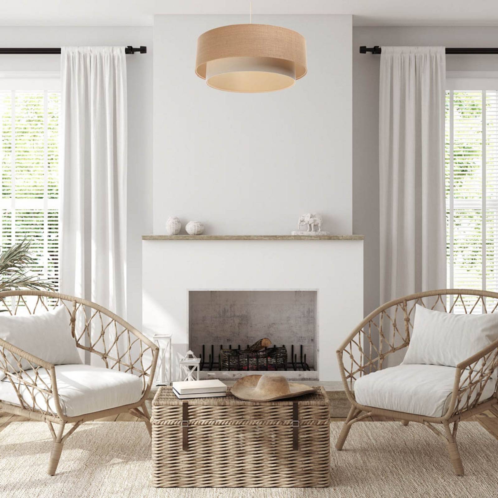 Hängeleuchte Boho, creme/beige, Ø 50 cm, Höhe 21 cm, Jute günstig online kaufen