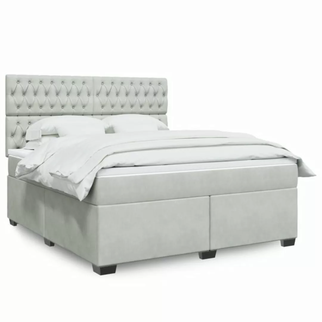 vidaXL Boxspringbett, Boxspringbett mit Matratze Hellgrau 180x200 cm Samt günstig online kaufen