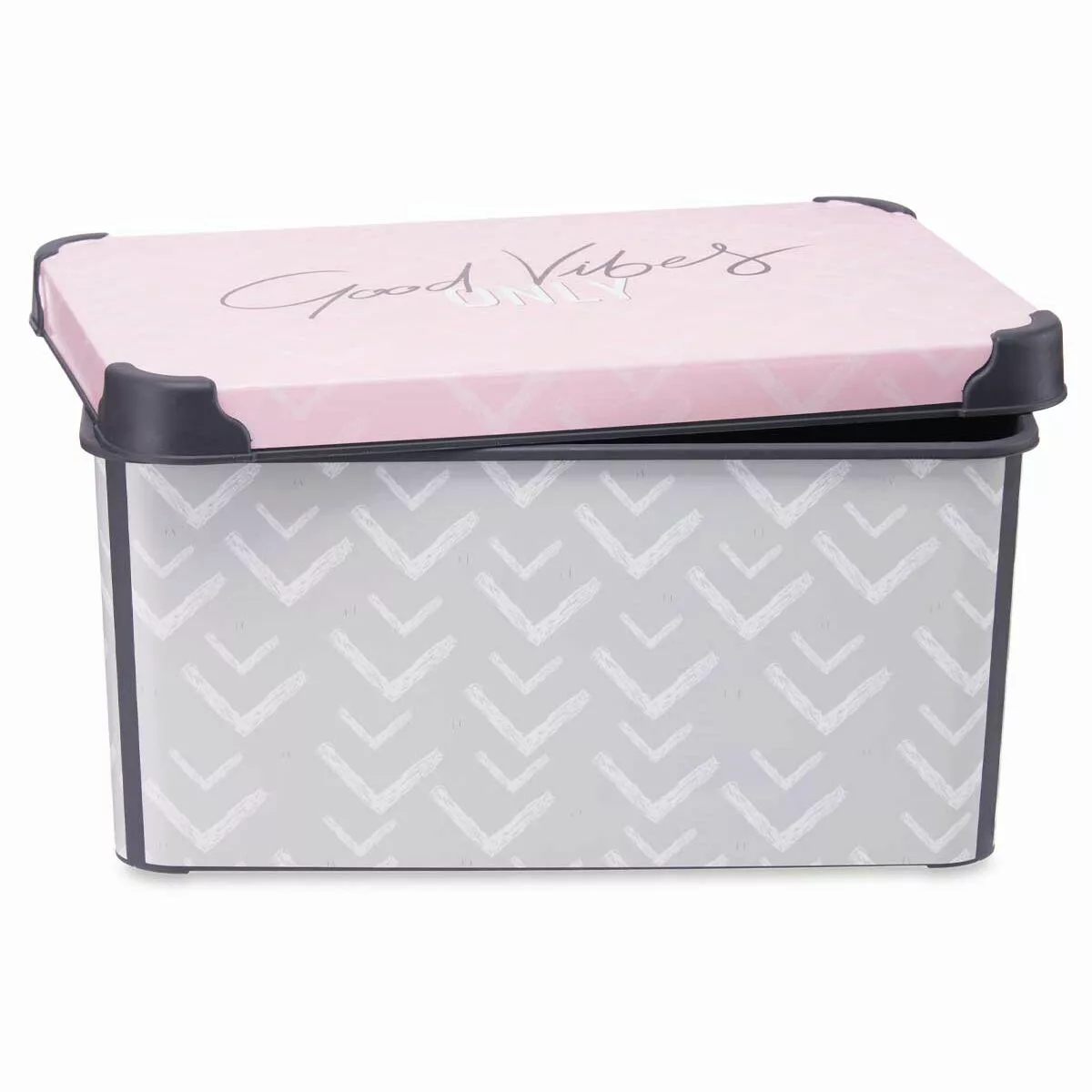 Aufbewahrungsbox Mit Deckel Vibes Grau Rosa Kunststoff 10 L (22,7 X 16,5 X günstig online kaufen