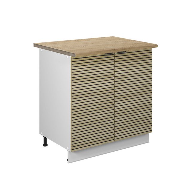 Vicco Spülenunterschrank Fame-Line, Eiche Paneel/Weiß, 80 cm mit Regal, AP günstig online kaufen