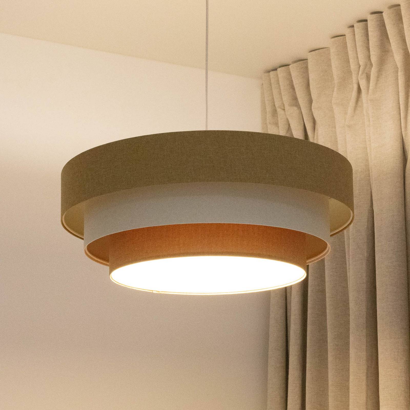 Hängeleuchte Triniti, beige/creme, Ø 60 cm, Textil günstig online kaufen