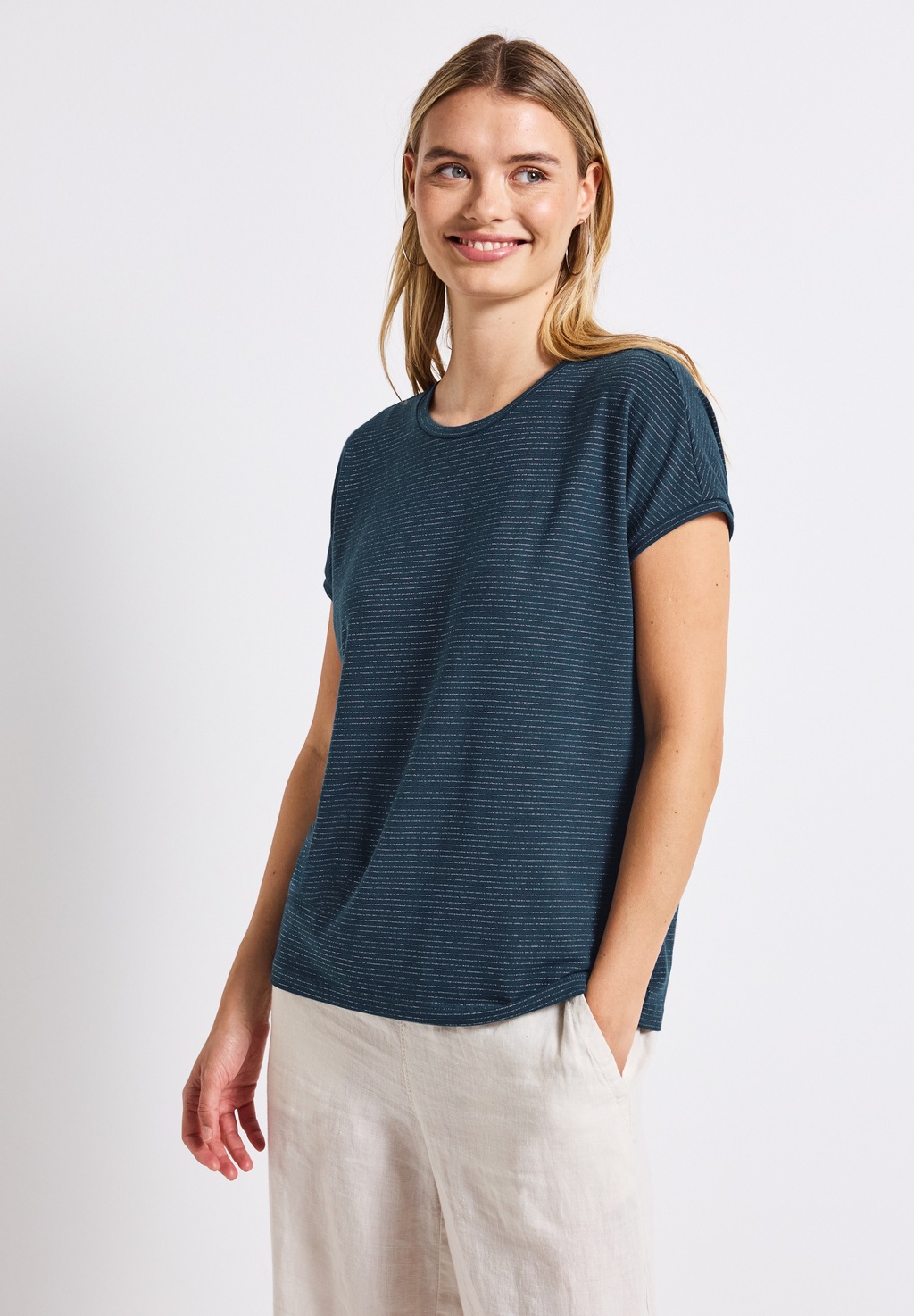 STREET ONE T-Shirt, aus elastischem Materialmix günstig online kaufen