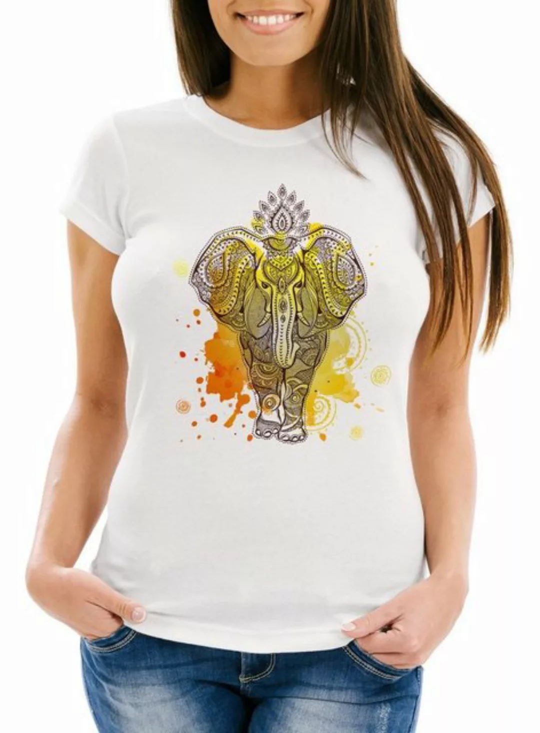 Neverless Print-Shirt Damen T-Shirt Mandala Elefant Elephant Boho Ethno Sli günstig online kaufen