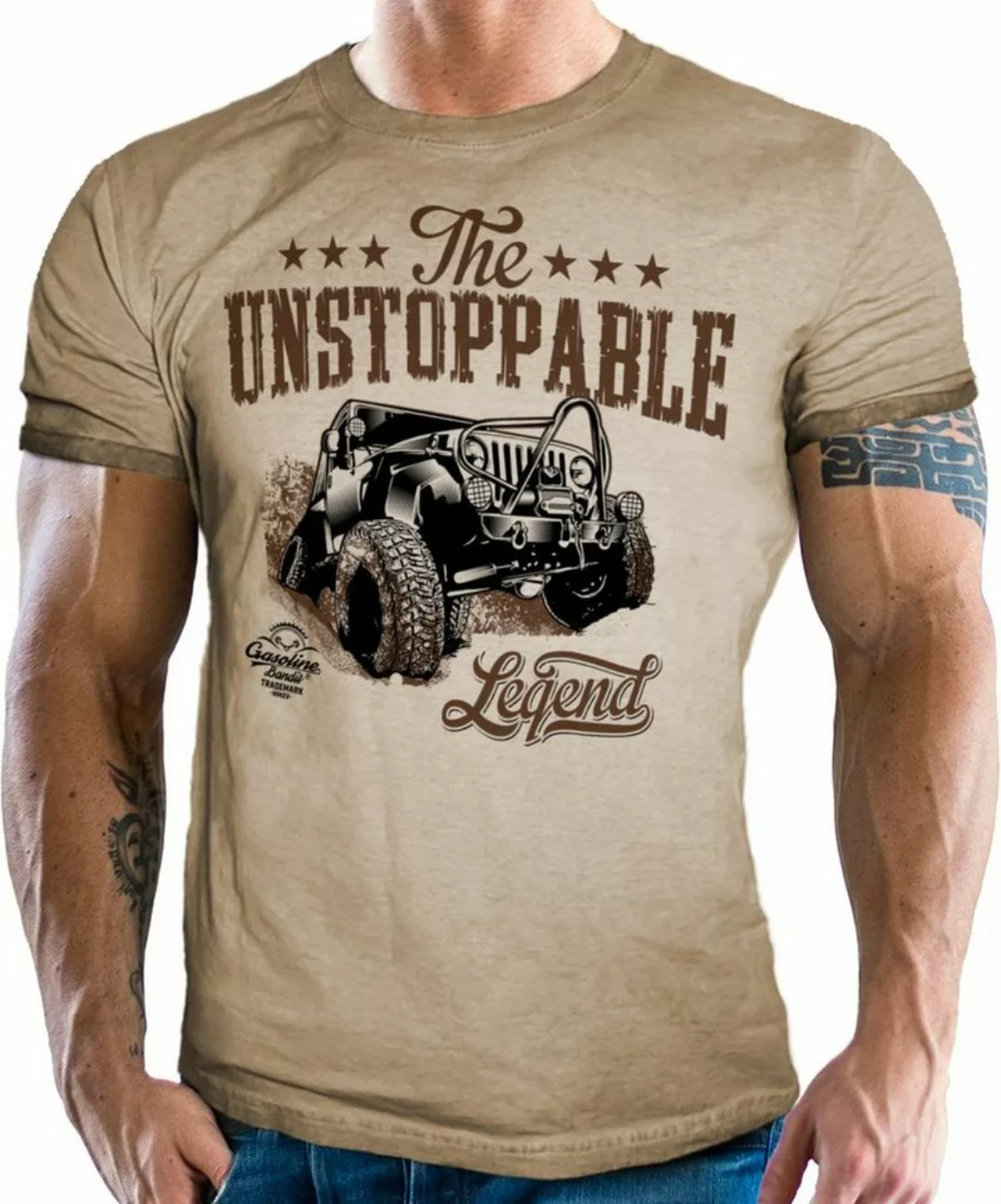 GASOLINE BANDIT® T-Shirt im Retro Used Look für Offroad Fans: The Unstoppab günstig online kaufen