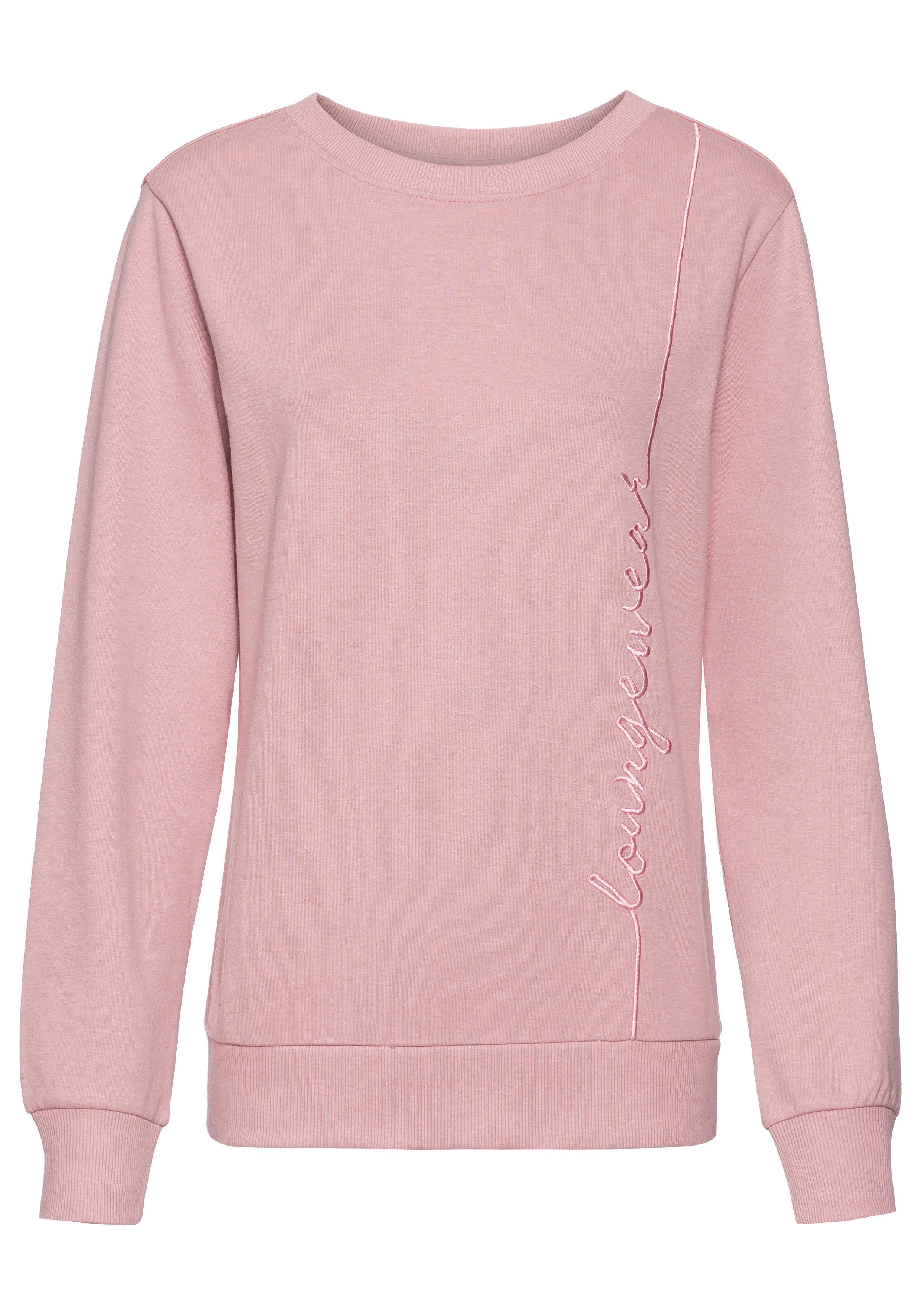 Vivance Longsweatshirt, mit Loungewear Stickerei, Loungeshirt günstig online kaufen