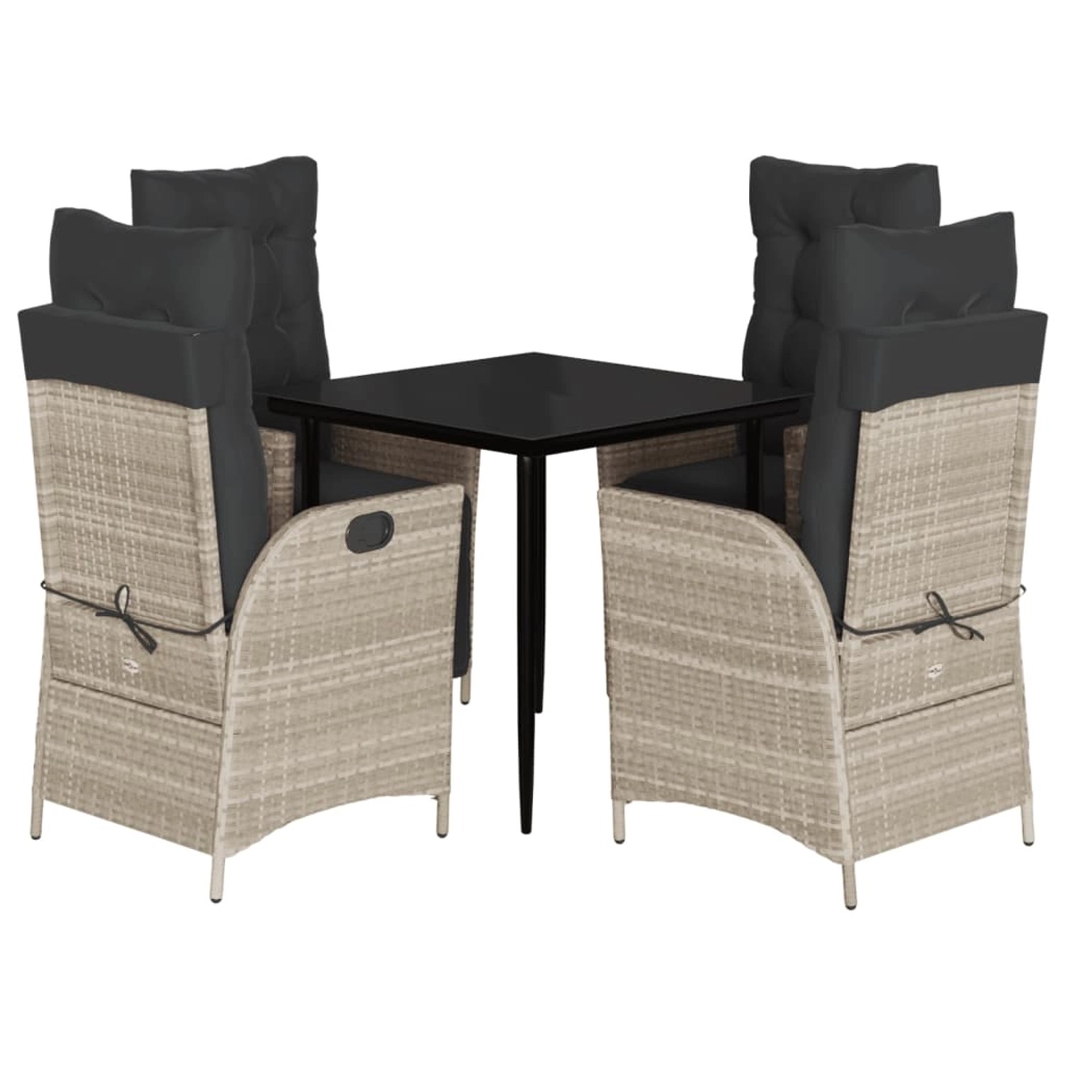 vidaXL 5-Tlg Garten-Essgruppe mit Kissen Hellgrau Poly Rattan 3213276 günstig online kaufen